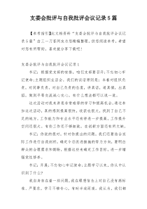 支委会批评与自我批评会议记录5篇