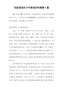 民族团结好少年事迹材料集聚5篇