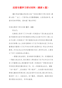 巡视专题学习研讨材料（最新4篇）