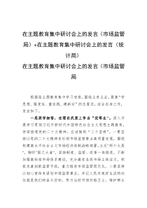 在主题教育集中研讨会上的发言（统计局）+在主题教育集中研讨会上的发言（统计局）