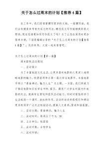 关于怎么过周末的计划【推荐4篇】