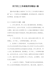 关于员工工作表现评价精选5篇