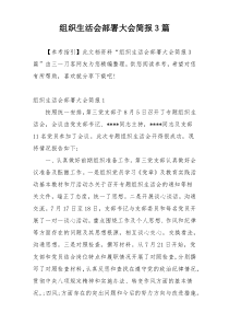 组织生活会部署大会简报3篇