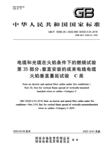 GB T 18380.35-2022 电缆和光缆在火焰条件下的燃烧试验 第35部分：垂直安装的成束电