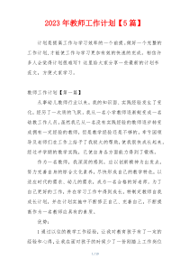 2023年教师工作计划【5篇】