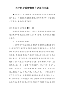 关于班子政治素质自评报告8篇