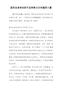 团员自身存在的不足和努力方向通用5篇