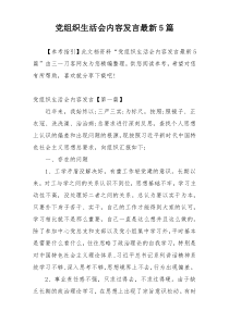 党组织生活会内容发言最新5篇