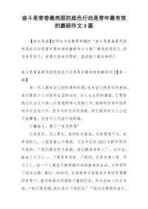 奋斗是青春最亮丽的底色行动是青年最有效的磨砺作文4篇