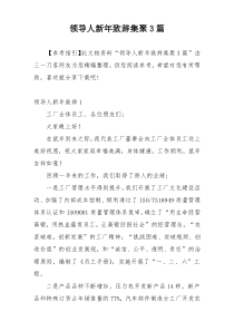 领导人新年致辞集聚3篇