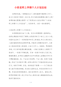 小班老师上学期个人计划总结