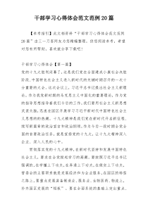 干部学习心得体会范文范例20篇