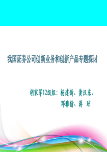 我国证券公司创新业务和创新产品专题探讨