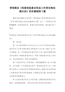 贯彻落实《党委党组意识形态工作责任制实施办法》的实施细则3篇