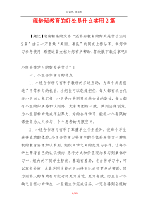 混龄班教育的好处是什么实用2篇