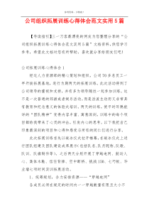 公司组织拓展训练心得体会范文实用5篇