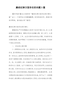 廉政纪律方面存在的问题3篇