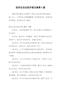 组织生活会批评意见集聚4篇