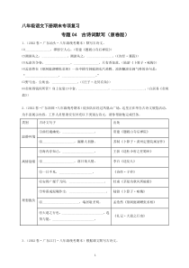 专题04 古诗词默写（原卷+答案解释）八年级语文下册期末专项复习