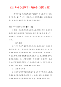 2023年中心组学习计划集合（通用4篇）