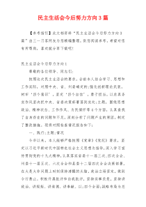 民主生活会今后努力方向3篇