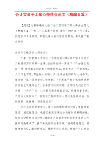 会计实训手工账心得体会范文（精编5篇）