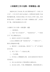 小班教师工作计划第一学期精选4篇