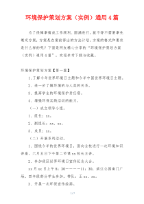 环境保护策划方案（实例）通用4篇