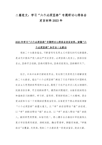 二篇范文：学习“六个必须坚持”专题研讨心得体会发言材料2023年