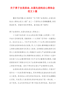 关于勇于自我革命,永葆先进纯洁心得体会范文3篇