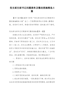 党支部支部书记问题清单及整改措施精选5篇