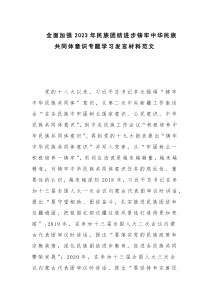 全面加强2023年民族团结进步铸牢中华民族共同体意识专题学习发言材料范文