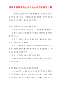 县委常委班子民主生活会会前征求意见3篇