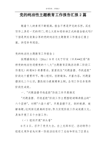 党的纯洁性主题教育工作报告汇报2篇