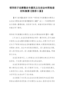 领导班子巡察整改专题民主生活会对照检查材料集聚【推荐5篇】