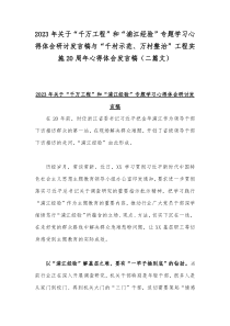 2023年关于“千万工程”和“浦江经验”专题学习心得体会研讨发言稿与“千村示范、万村整治”工程实