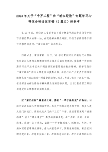 2023年关于“千万工程”和“浦江经验”专题学习心得体会研讨发言稿（2篇文）供参考