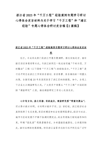 浙江省2023年“千万工程”经验案例专题学习研讨心得体会发言材料与关于学习“千万工程”和“浦江经