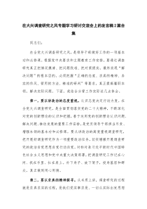 在大兴调查研究之风专题学习研讨交流会上的发言稿2篇合集