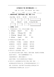 五年级语文下册 期中模拟试卷（二）（部编版 含答案）