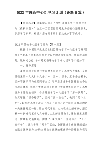 2023年理论中心组学习计划（最新5篇）