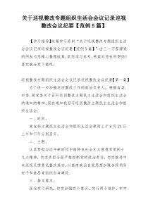 关于巡视整改专题组织生活会会议记录巡视整改会议纪要【范例5篇】