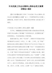 中央民族工作会议精神心得体会范文集聚【精选8篇】