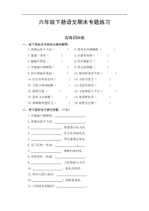 人教部编版六年级下册语文期末复习古诗词专项测评卷（含答案）