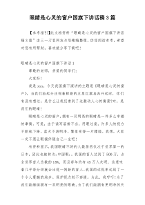 眼睛是心灵的窗户国旗下讲话稿3篇