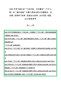 2023年学习浙江省“千村示范、万村整治”（千万工程）和“浦江经验”专题心得体会研讨专题报告、发