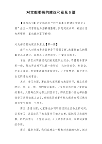 对支部委员的建议和意见5篇