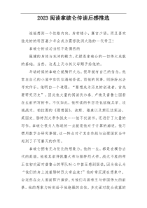 2023阅读拿破仑传读后感推选