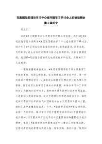 在集团党委理论学习中心组专题学习研讨会上的讲话稿合集2篇范文