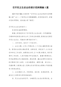 召开民主生活会的请示范例精编3篇